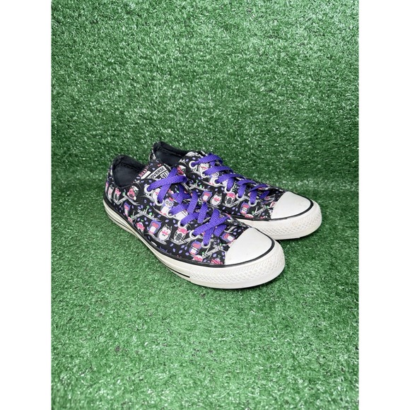 Converse Chuck Taylor All Star Black Purple Cartoon Owl AOP Shoe Sneaker Women 9 - Picture 2 of 9